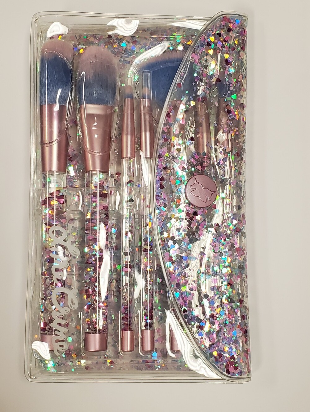 Lime Crime 7-Piece Rose Gold Handles with Blue Ombre Bristles Makeup Brush Set